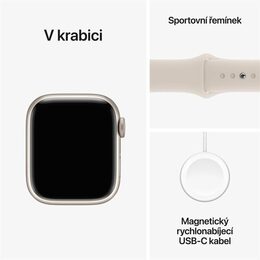 Hodinky Apple Watch Series 9 GPS, 45mm Starlight Aluminium Case with Starlight Sport Band - S/M