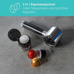 ProfiCook ES-KA 1265 espresso 2v1 (20 barů),pákové, nástavec na kapsle