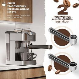 ProfiCook ES-KA 1267 espresso 2v1 (20 barů),pákové, nástavec na kapsle