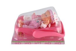 Teddies Miminko pevné tělo plast 25 cm v nosítku s doplňky