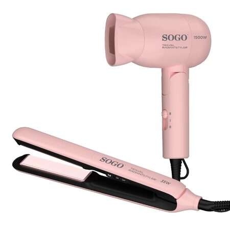 Cestovní SET 2v1 vysoušeč + žehlička na vlasy SOGO SS-3870