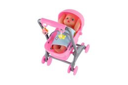 Teddies Miminko/panenka kloubová 12cm v kočárku 10x14x18cm plast s doplňky v sáčku