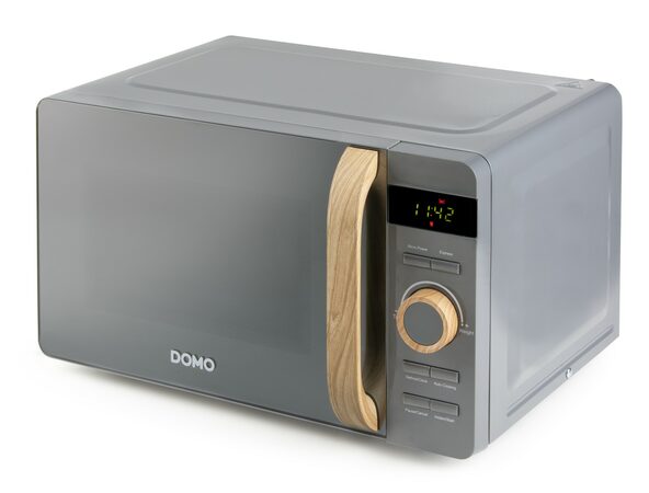 Mikrovlnná trouba - šedá - WOOD YOU - DOMO DO3420, Objem: 20 l, Talíř: 25,5 cm,