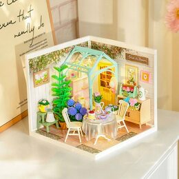 RoboTime Miniatura domečku Posezení s čajem v kvetoucí zahradě