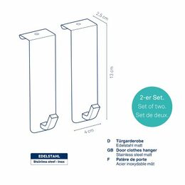 KELA Dveřní věšák jednohák Colgar nerezová ocel stříbrná matná sada 2 ks 13,0x4,0x2,5cm KL-22227