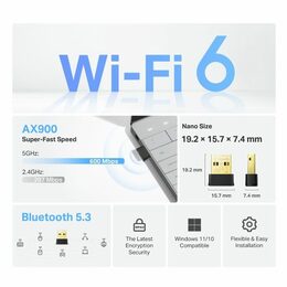 USB klient TP-Link Archer TX10UB Nano AX900, 2,4/5GHz, USB 3.0, bluetooth