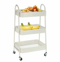 HOMESTYLING Kuchyňský úložný vozík třípatrový kov krémová KO-C80902000