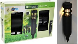 PROGARDEN Zahradní solární lampa se zápichem sada 3 ks černá KO-DX9300830