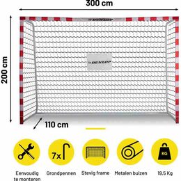 DUNLOP Fotbalová branka 300x110x200 cm ED-200666