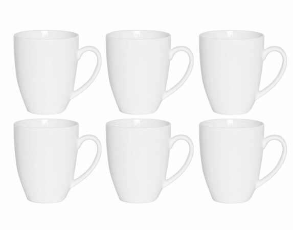 HIT Hrnek na kávu a čaj sada 6 ks porcelán 375 ml bílá HT-27020692