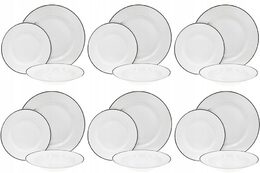 HIT Jídelní sada talířů 18 ks porcelán s černou linkou HT-27020400