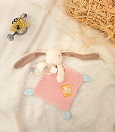 Doudou Dárková sada růžová Králíček Ciboulette s chrastítkem 21 cm