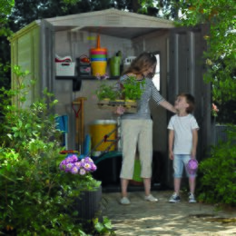 Zahradní domek Keter Factor 6 x 6 béžový / hnědý, s podlahou, poškozený obal