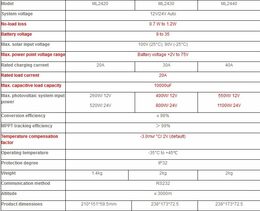 Regulátor SRNE SR-ML2420 solární MPPT, 12/24V, 20A, vstup 100V