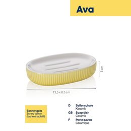 KELA Miska na mýdlo Ava keramika žlutá 13,5x8,5x3,0cm KL-24428