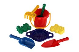 Lori 219 Kbelík sítko lopatka kupecká lopatka hrabičky plast v síťce 20x28x12cm 12m+
