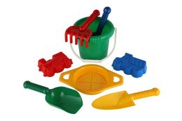 Lori 219 Kbelík sítko lopatka kupecká lopatka hrabičky plast v síťce 20x28x12cm 12m+