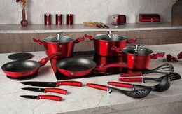 BERLINGERHAUS Sada nádobí s mramorovým povrchem 5 ks Burgundy Metallic Line BH-6780