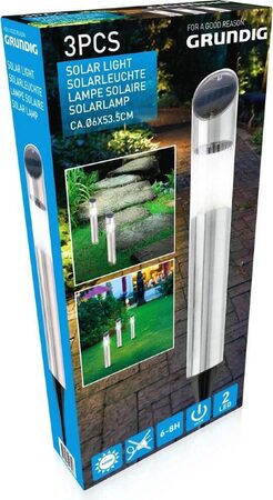 GRUNDIG Solární zahradní osvětlení lampa sada 3 ks nerez 53cm ED-212352