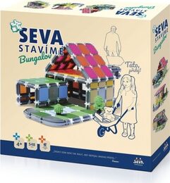 Stavebnice Seva Stavíme Bungalov plast 548 dílků v krabici 35x33x7cm