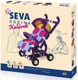 Stavebnice Seva Rodina Kočárek plast 293 dílků v krabici 35x33x5cm 4+