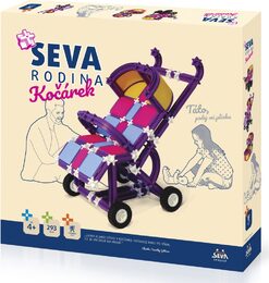 Stavebnice Seva Rodina Kočárek plast 293 dílků v krabici 35x33x5cm 4+
