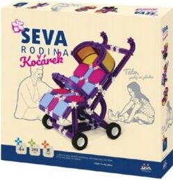 Stavebnice Seva Rodina Kočárek plast 293 dílků v krabici 35x33x5cm 4+