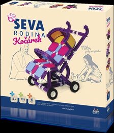 Stavebnice Seva Rodina Kočárek plast 293 dílků v krabici 35x33x5cm 4+