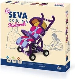 Stavebnice Seva Rodina Kočárek plast 293 dílků v krabici 35x33x5cm 4+