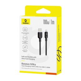 Rychlonabíjecí kabel Baseus Silky USB/USB-C 1m 100W černý