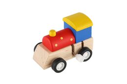 Teddies Mašinka na klíček dřevo 7cm asst 3 barvy 9ks v boxu