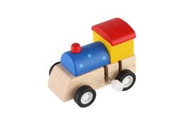 Teddies Mašinka na klíček dřevo 7cm asst 3 barvy 9ks v boxu