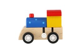 Teddies Mašinka na klíček dřevo 7cm asst 3 barvy 9ks v boxu
