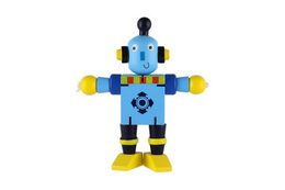 Teddies Robot dřevo 12cm 6 druhů 12ks v boxu od 18 měsíců