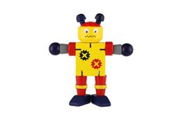 Teddies Robot dřevo 12cm 6 druhů 12ks v boxu od 18 měsíců