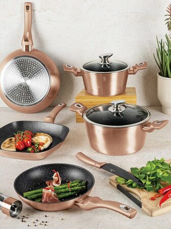 BERLINGERHAUS Sada nádobí s mramorovým povrchem 15 ks Rosegold Metallic Line BH-1224