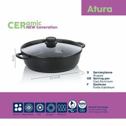 KELA Hluboká pánev s poklicí a keramickým povrchem 32 cm ATURA KL-15167