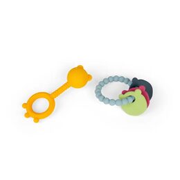 Bigjigs Toys Chrastítko a kousátko 2 v 1 a kousací kroužek Medvídek