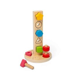 Bigjigs Toys Dřevěná věž s maticemi a šrouby