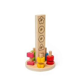 Bigjigs Toys Dřevěná věž s maticemi a šrouby