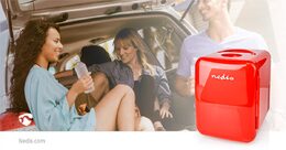 Nedis KAFR120CRD přenosná mini lednička, 4 l, AC 100 - 240 V / 12 V , červená