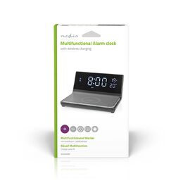 Nedis WCACQ20BK bezdrátová nabíječka mobilu, Qi certifikace, budík, černá