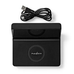 Nedis WCACQ20BK bezdrátová nabíječka mobilu, Qi certifikace, budík, černá