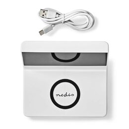 Nedis WCACQ20WT bezdrátová nabíječka mobilu, Qi certifikace, budík, bílá