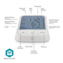 Nedis SmartLife Monitor Krevního Tlaku | Rameno | Bluetooth | LCD Displej | 22 -