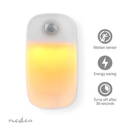 Nedis LNLW10WT LED noční lampička do zásuvky s pohybovým senzorem, 0.55 W, 11 lm