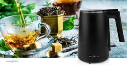 Rychlovarná konvice | 1.0 l | Plast | Černá | Otočný o 360 stupňů | Skryté topné