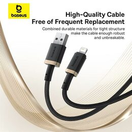 Rychlonabíjecí kabel Baseus Dura USB/Lightning 2m 2.4A černo zlatý