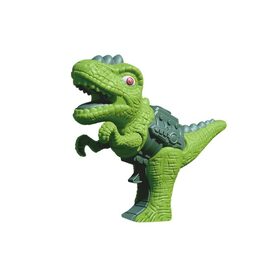 Dinosaurus pistole plast 13x16cm vypouštějící páru na baterie se světlem, zvukem 2 barvy v krabičce