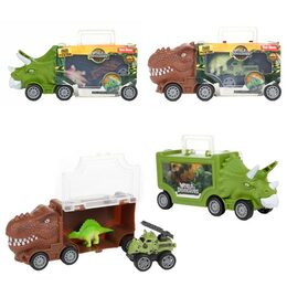 Dinosaurus kamion plast 16x7cm s doplňky 2 druhy v krabičce